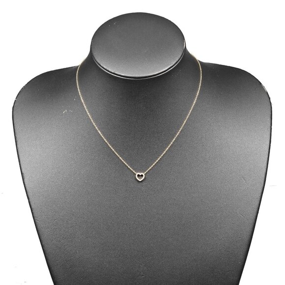 TIFFANY&Co. Metro Heart Necklace K18 Pink Gold/diamond 2g Women - Picture 1 of 8